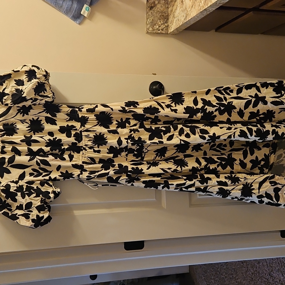 Moon River| Floral Cut-Out Shirred Midi | Sz L | Cottagecore, Longline, Maxi - Picture 3 of 10